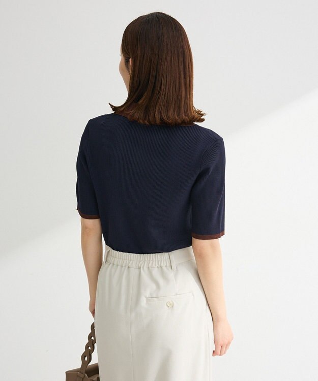 Green Parks 配色ニットポロ Navy