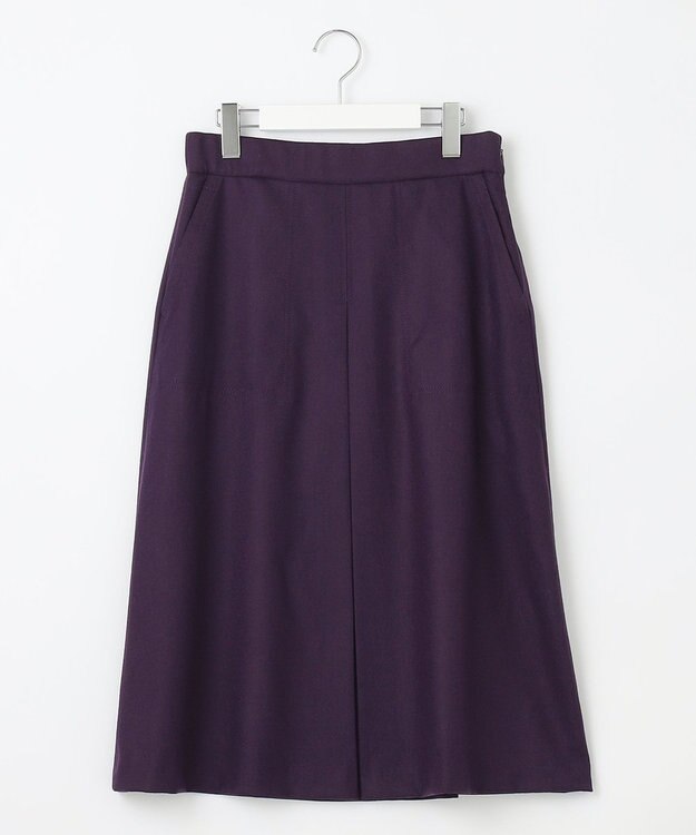 自由区 【洗える】ウォッシャブルハイカウントフラノ タックスカート パープル系