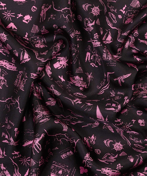 Paul Smith Travel Stories シルクスカーフ ブラック