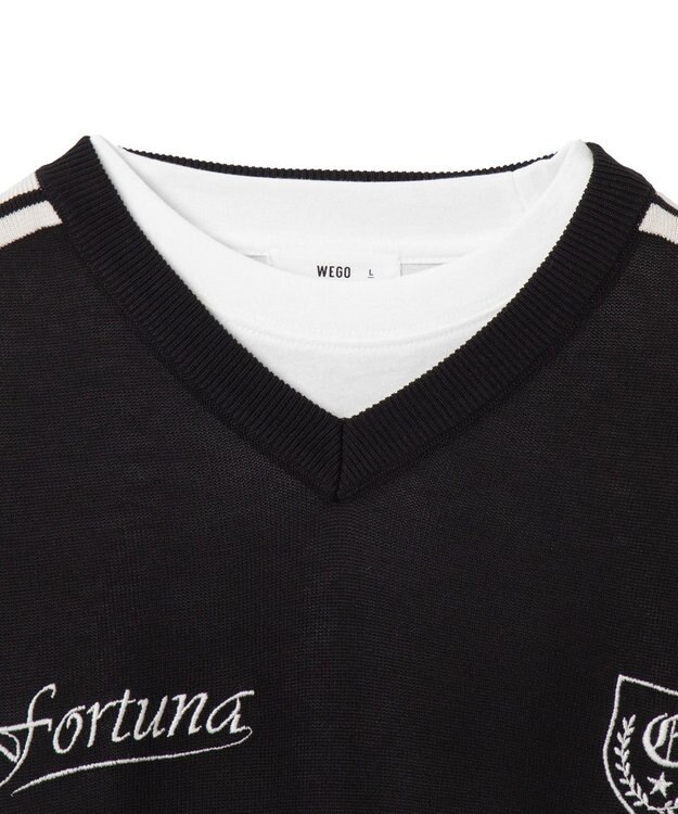 WEGO 【ユニセックス着用ITEM/2点セット】アンサンブルゲームロゴニットベスト ブラック