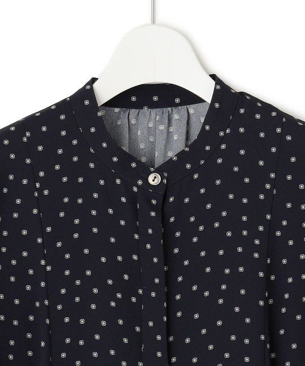 23区 【洗える】バックサテンアムンゼン タイプリント ワンピース ネイビープリント