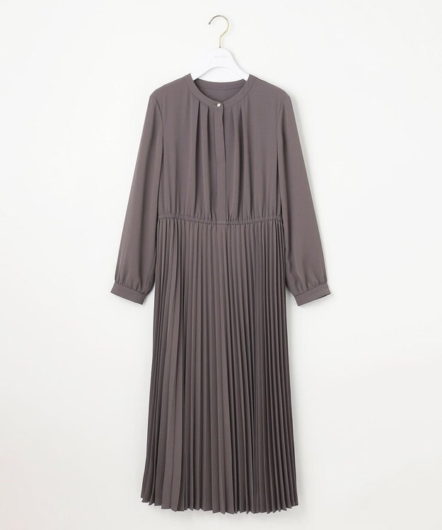 ANY SIS 【洗える】スタンドカラープリーツ ワンピース スレート