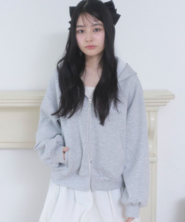 WEGO ダンボールレースパーカー 杢グレー