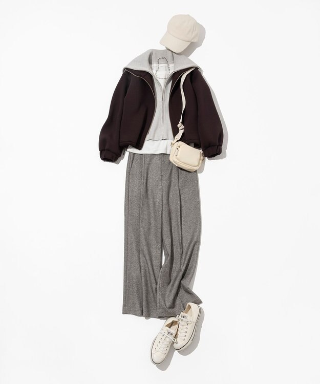 23区 S ラメミックスツイード タック ワイド パンツ モノトーン系