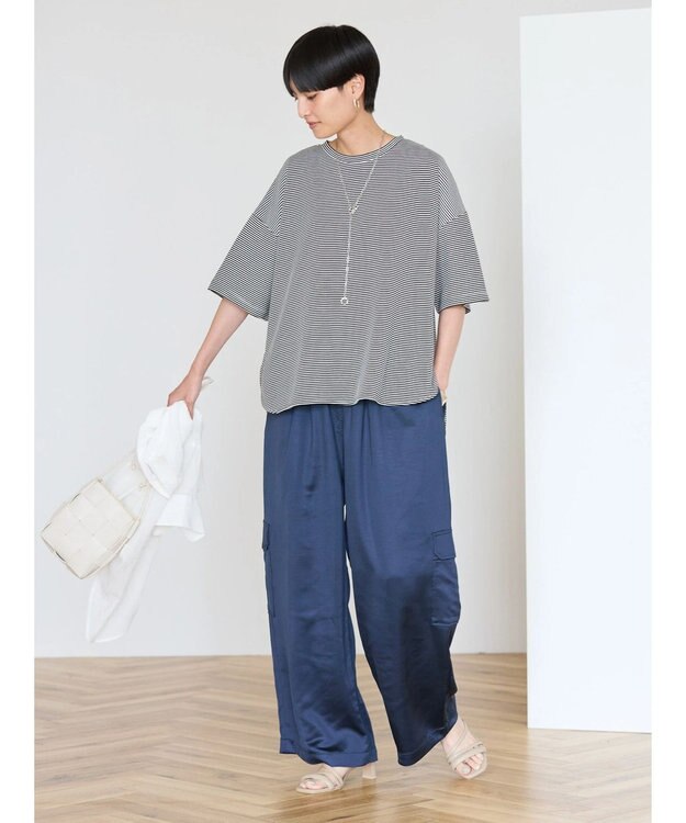 AMERICAN HOLIC 接触冷感裾ラウンドカットプルオーバー Border Black