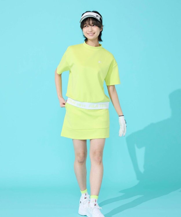 FILA GOLF／marie claire 【FILA GOLF】 裾切り替え半袖モックネックシャツ｜セットアップ可 イエロー