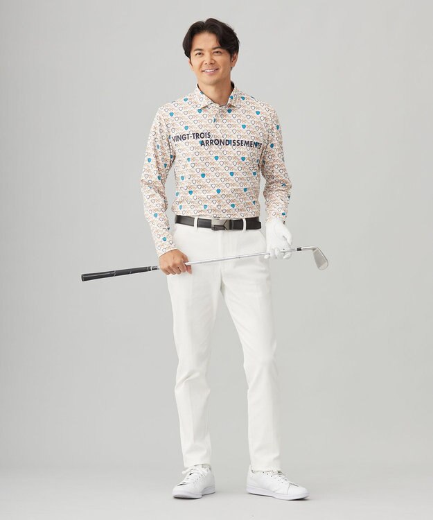 23区GOLF 【MEN】【吸水速乾/UVカット】エンブレム柄ポロシャツ ホワイト系5