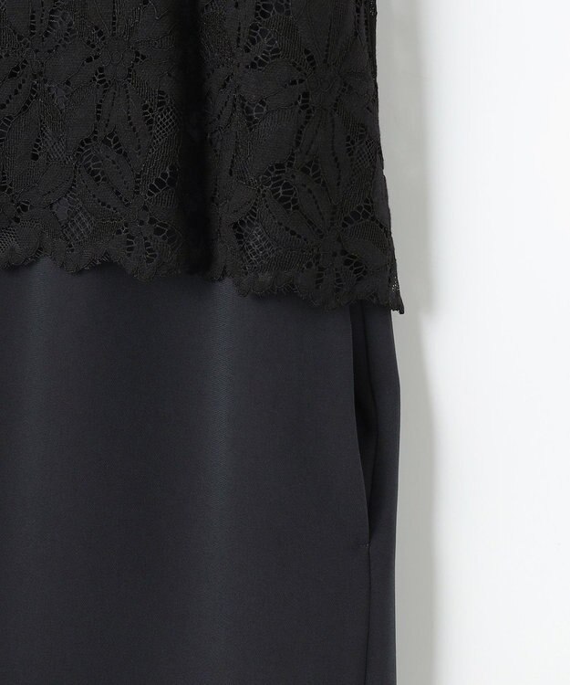 自由区 L 【17号サイズまで展開・カタログ掲載】トリアセダブルクロスレース ワンピース ネイビー