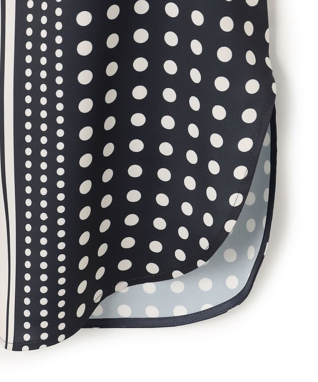 BEIGE， GADE / モノトーンドット柄バンドカラーブラウス Navy Mix