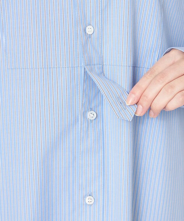 NAVE 【ReNAVE・セットアップ可/洗える/接触冷感/UVケア】コットンポリブロード ワンピース サックスブルー系1