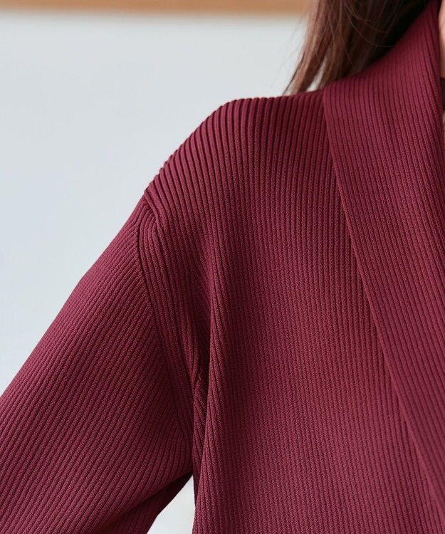 Tiaclasse 【洗える】リブ編み着流しカーディガン ボルドー