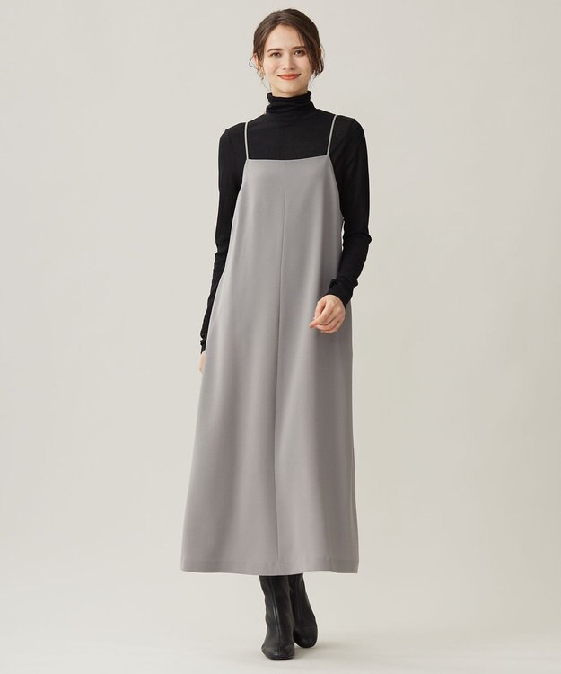 自由区 L 【洗える】ハイツイストキャミソール ワンピース グレー