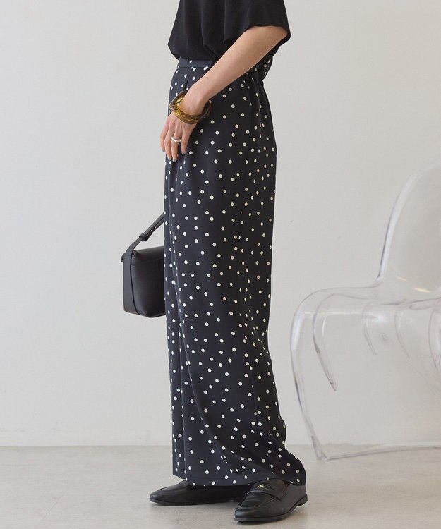 AMERICAN HOLIC ドットサテンイージーパンツ Black