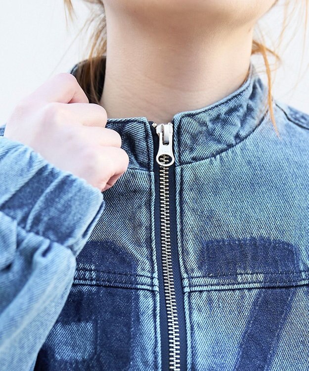 WEGO デニムショートバイカーブルゾン デニム淡加工色