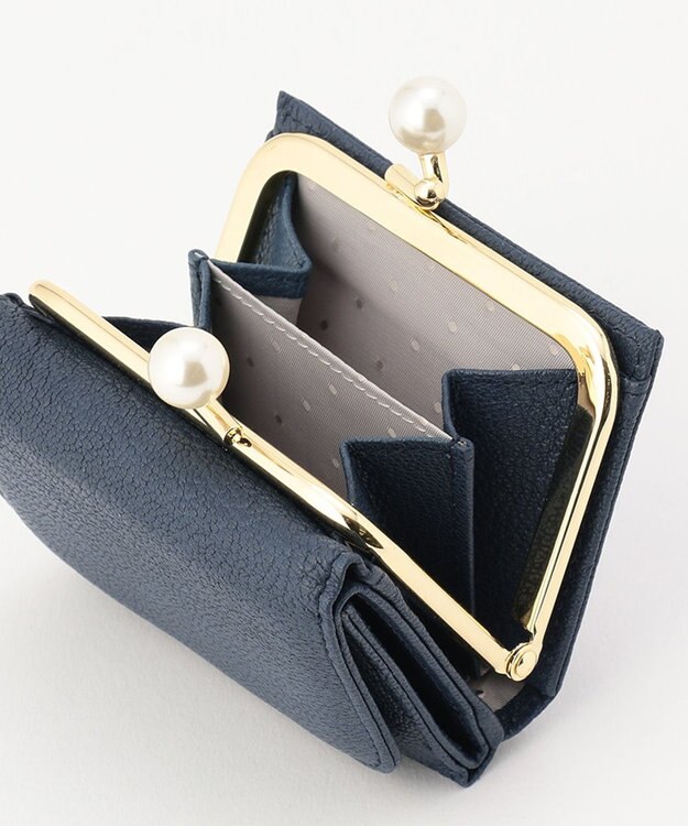 UNBILLION perche アクリル玉三つ折りミニサイフ ネイビー