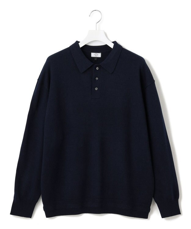 J.PRESS YORK STREET 【UNISEX】ANTI PILLING WOOL ニットポロシャツ ネイビー系