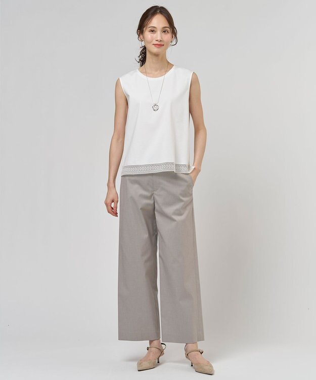 J.PRESS LADIES 【レイヤードスタイルに】コットンスムース ノースリーブ カットソー ホワイト系