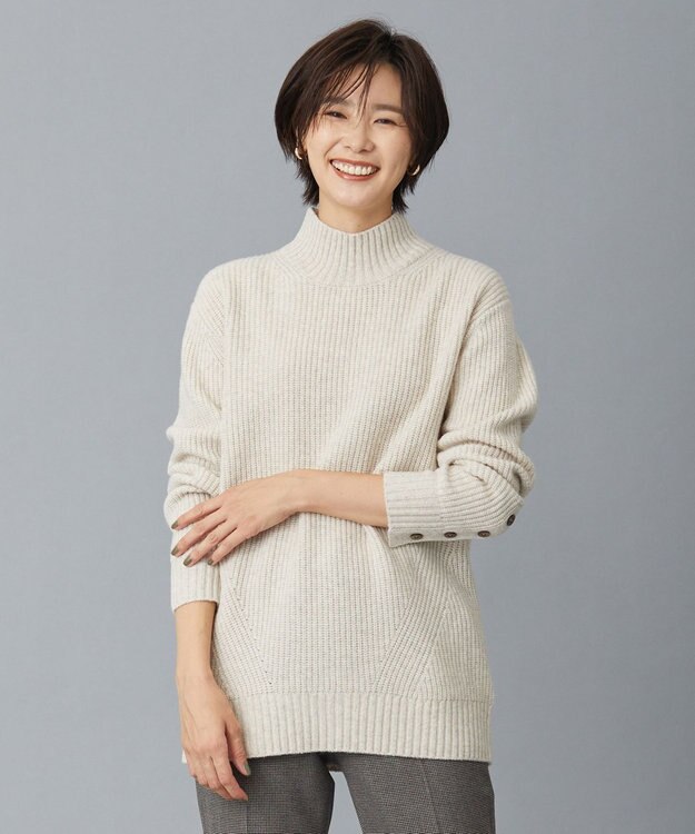 J.PRESS LADIES 【洗える】AUSSIE AIR ハイネック ミドルゲージ ニット ベージュ系