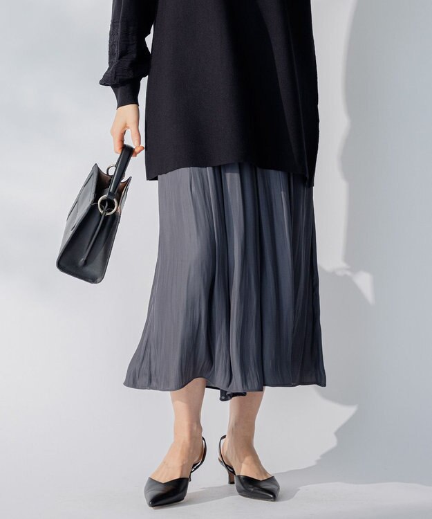 自由区 【WEB限定/洗える】ツイルギャザーパンツ グレー系