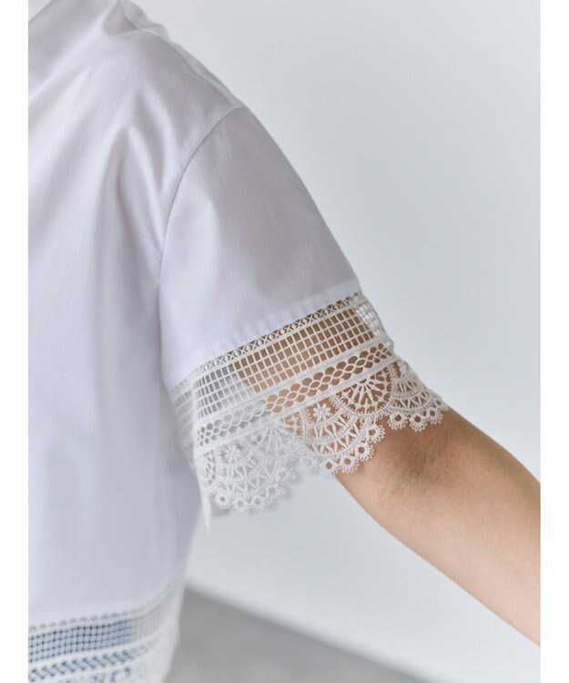 Te chichi レースヘムクロップトシャツ オフホワイト