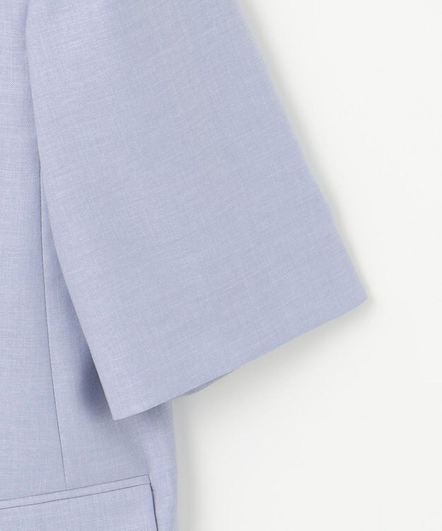 自由区 【洗える】ハーフスリーブ ジャケット サックス