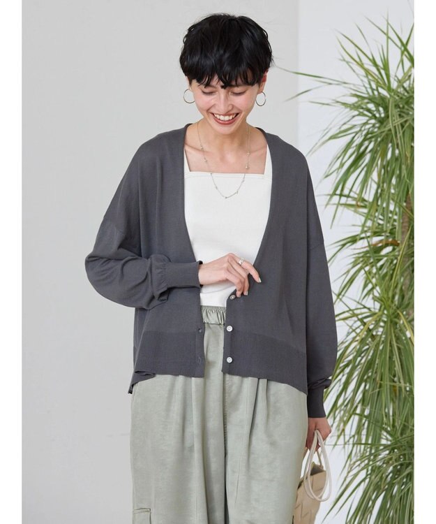 AMERICAN HOLIC ＵＶカットショートニットカーディガン Charcoal Gray