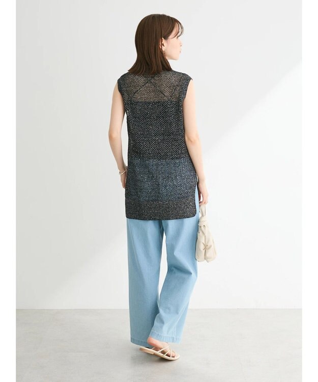 Green Parks スパンコールニットベスト Black