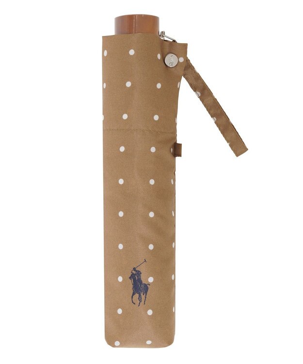 MOONBAT POLO RALPH LAUREN（ポロ ラルフローレン)ドット×ロゴ 雨傘 折りたたみ傘 ベージュ