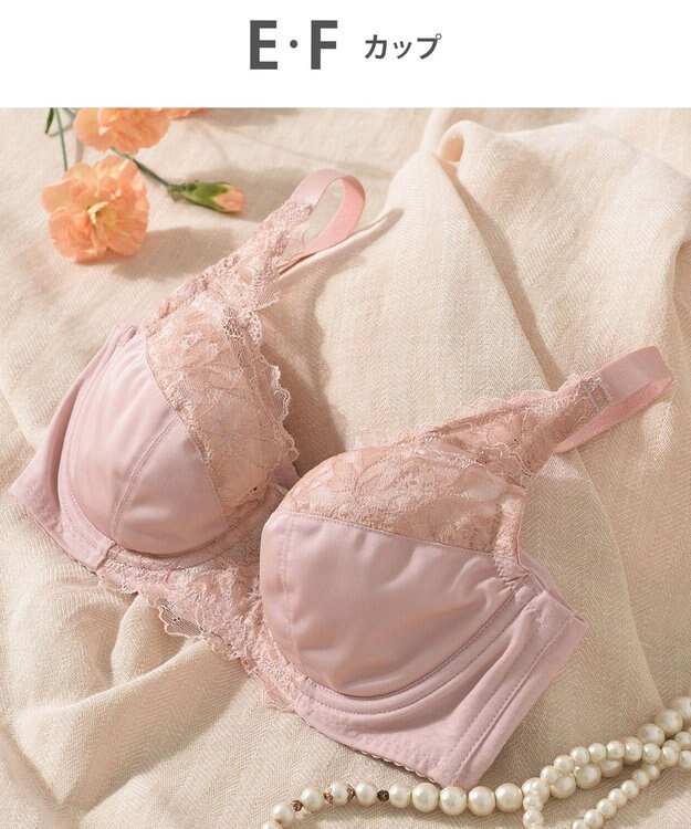 Wing フルカップブラ　背中の段差すっきり　カップ肌側は綿混素材　バストをしっかり包み込む　ウイング／ワコール　KB2114 ピーチ