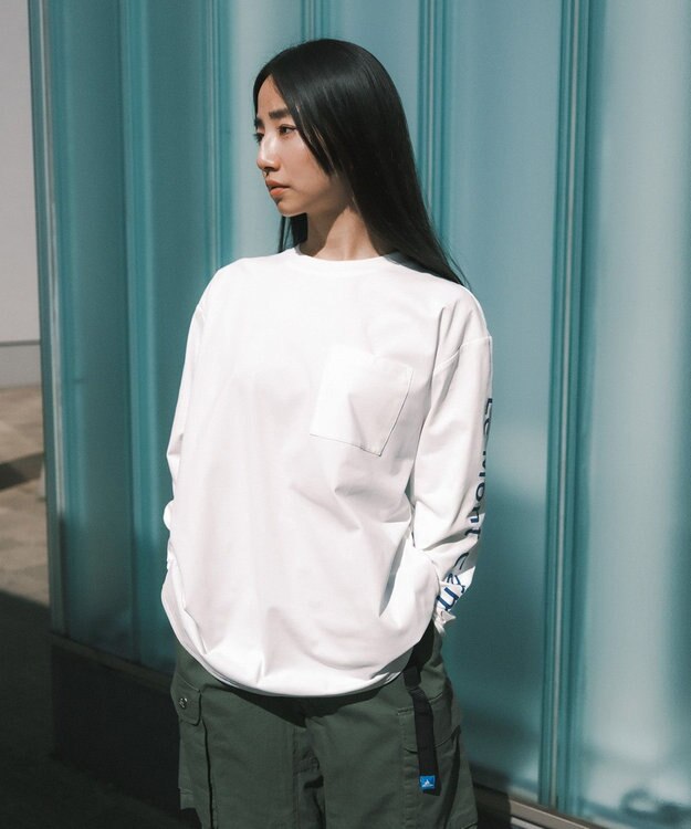 SHARE PARK LADIES 【UNISEX】吸水速乾 ショルダーロゴロングスリーブTシャツ（S・Mサイズ） ホワイト