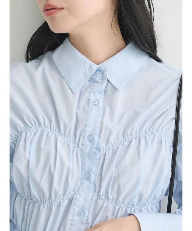 earth music&ecology ビスチェライクシャーリングシャツ Light Blue