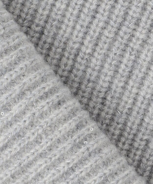 自由区 【洗える】ウールカシミヤブレンドラメスパンコールニット カーディガン グレーメランジ×シルバー