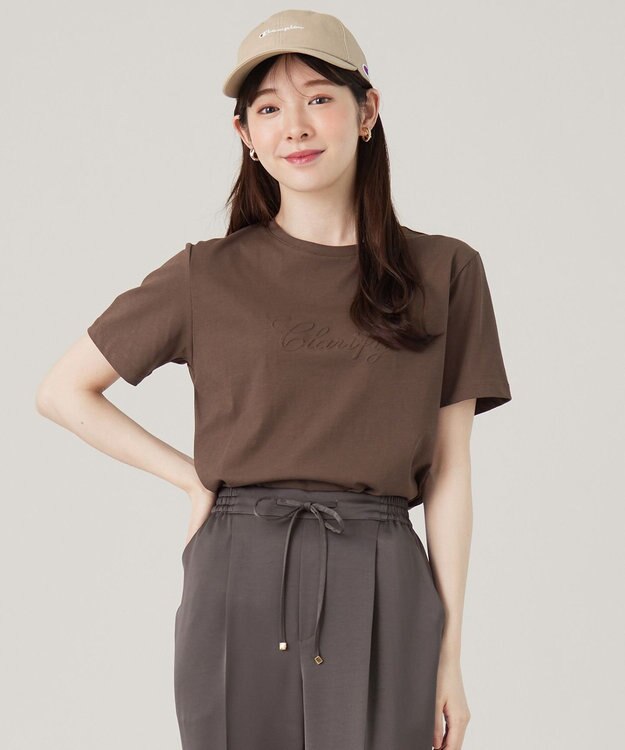 ANY SIS エンボスロゴ Tシャツ ブラウン