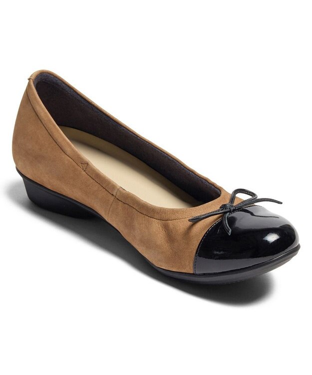 ASICS WALKING ペダラ レディース 2E 2.0cmヒール キャメル(起毛)×ブラック(エナメル)