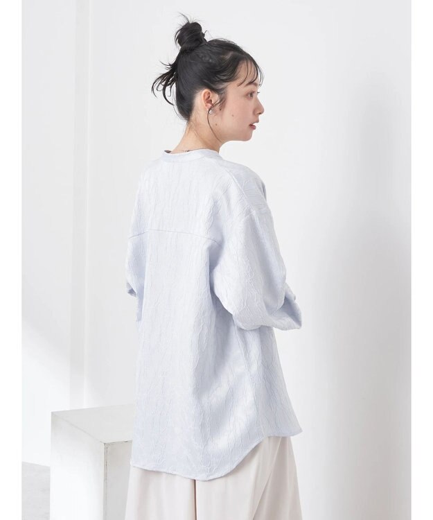 earth music&ecology フラワージャガードシャツ Sax