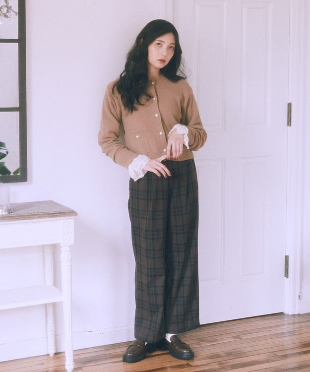 earth music&ecology 【イージーケア】パウダーシャギークルーネックカーディガン Beige