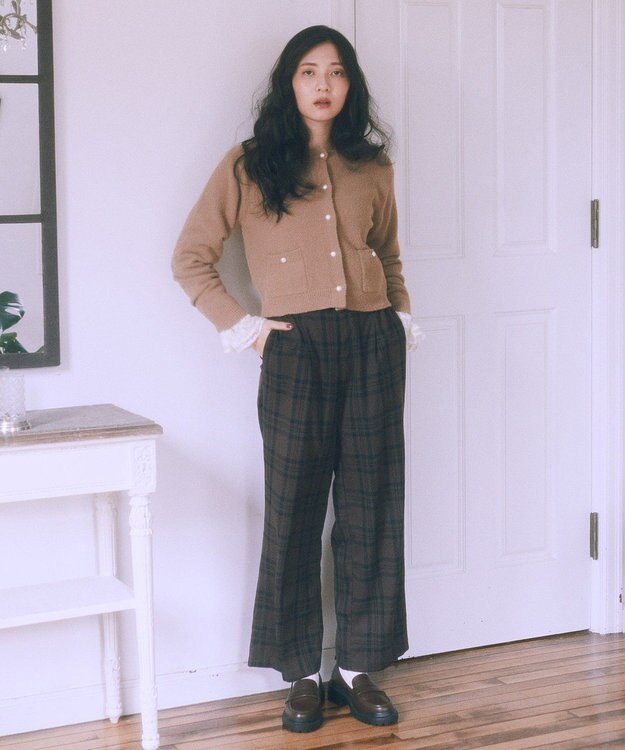 earth music&ecology 【イージーケア】パウダーシャギークルーネックカーディガン Beige