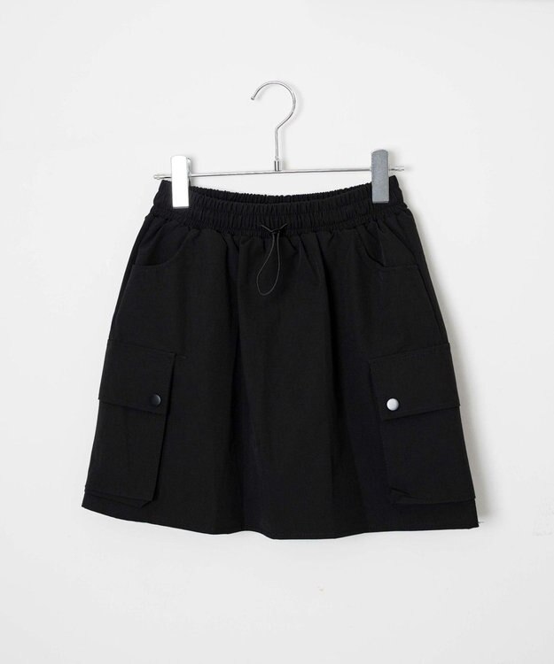 WEGO 【ウエストゴム】ナイロンカーゴミニスカート ブラック