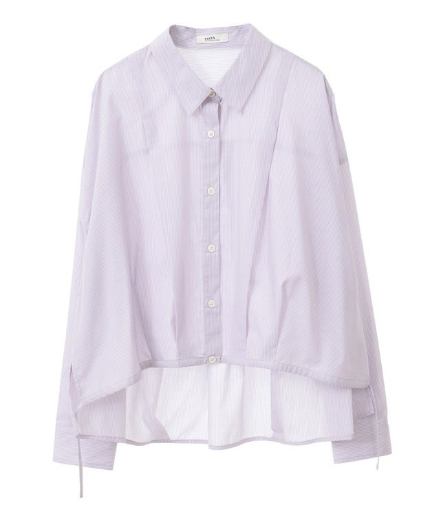 earth music&ecology ＴＲキュプラドロストシャツ Stripe Pink