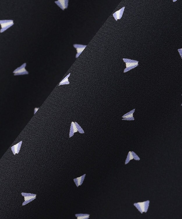 23区 【洗える】トライアングルプリント ボウタイ ワンピース ネイビープリント