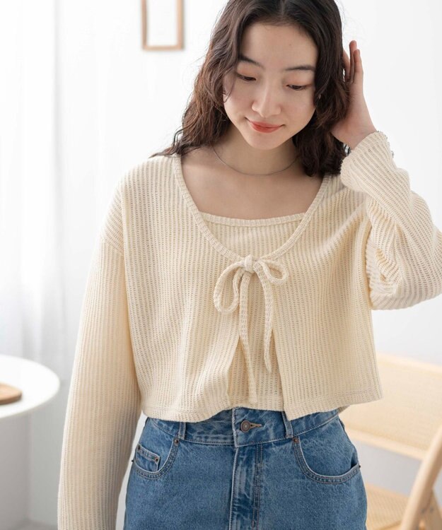 WEGO アンサンブルリボンカーデ ホワイトアイボリー