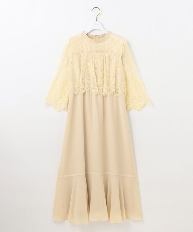 ANY SIS 【洗える】レーシーケープ ドレス クリームイエロー