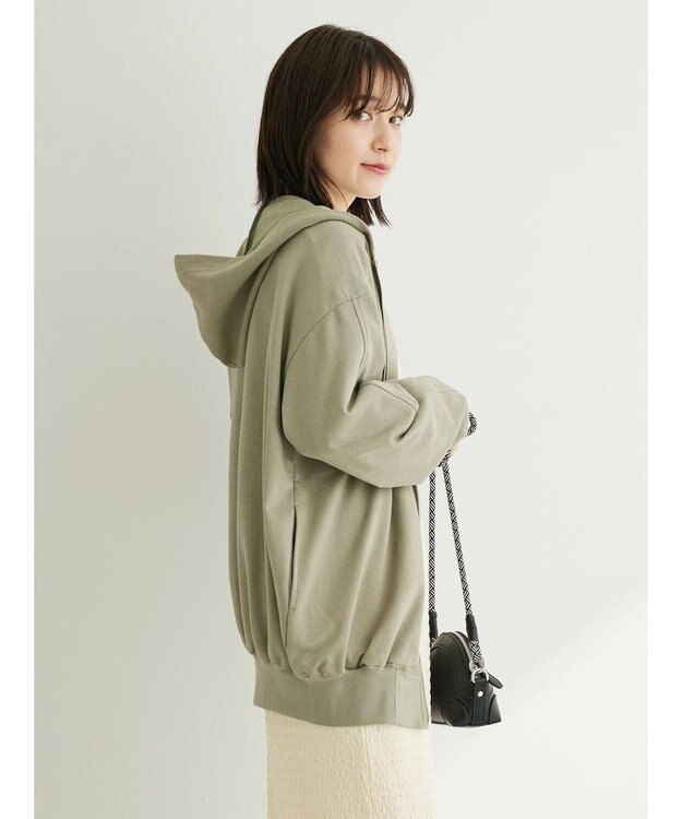 Green Parks コットンＵＳＡミニ裏毛ロングＺＩＰパーカー Khaki