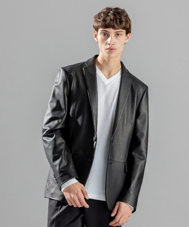 JOSEPH HOMME 【LEON 掲載】<WEB限定>ライトゴートシュリンクレザー　ジャケット ブラック系