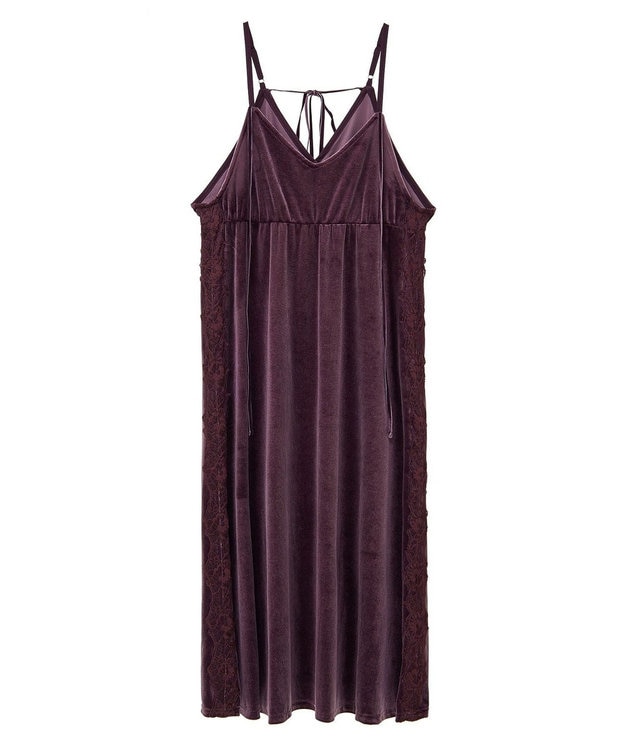 CRAFT STANDARD BOUTIQUE ベロアレース付きキャミワンピース Bordeaux
