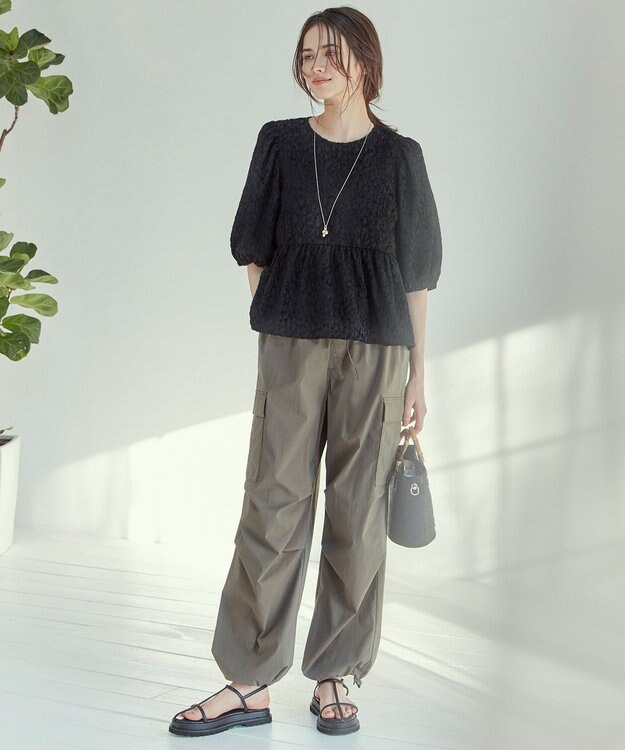 23区 S 【SLOW/一部店舗限定】カットジャカード ブラウス ブラック系