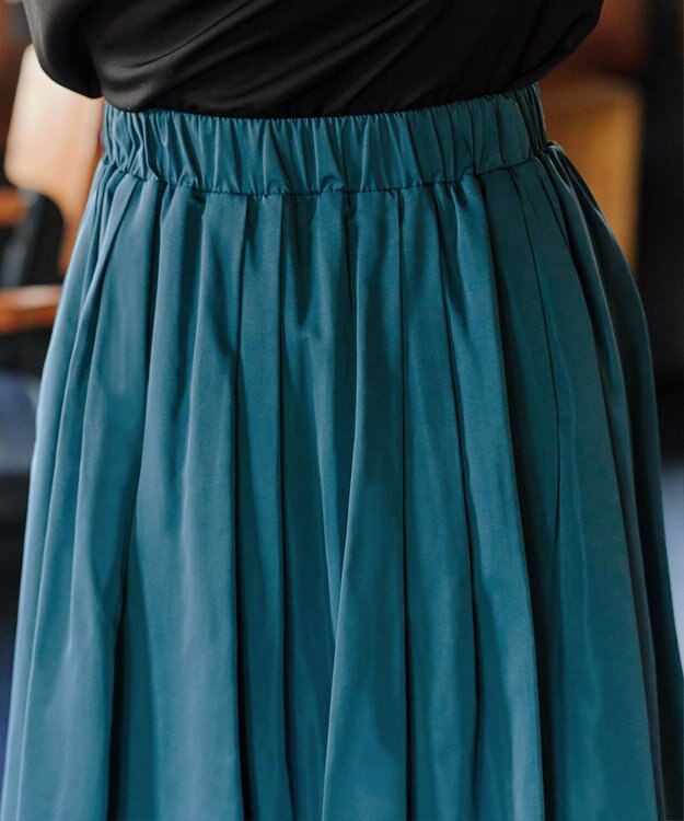 Tiaclasse 【軽撥水・汚れ防止】ランダムタックロングスカート グリーン