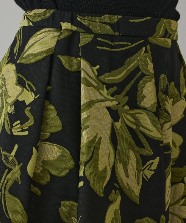 GRACE CONTINENTAL ラメフラワージャガードスカート イエロー