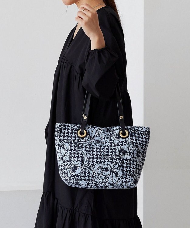 TOPKAPI 【TREASURE TOPKAPI】ジャガード生地 総柄 ミニ トートバッグ ブルー