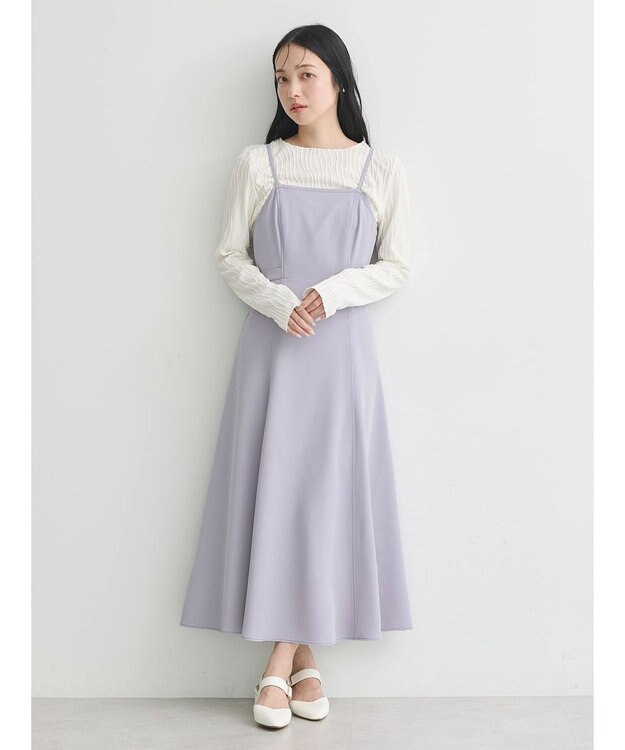 earth music&ecology サイドベルトフレアワンピース Blue